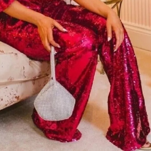 Zara Limited Edition Pink Sequined Trousers Small NWT Blogger Fav Holiday Party - Picture 13 of 13